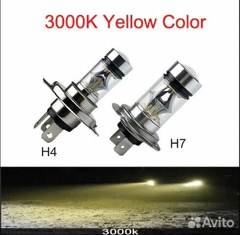 Автомобильные светодиодные лампы 80 Вт, H8, 3000K