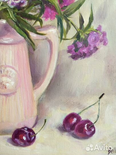 Картина Цветы Натюрморт Вишня и гвоздика