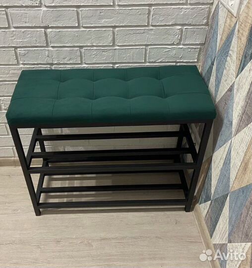 Обувница в прихожую с сиденьем металлическая