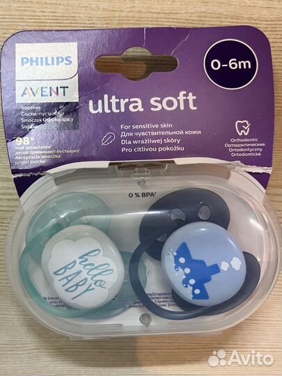 Соски-пустышки Avent ultra soft 0-6
