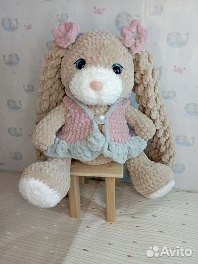 Вязаный заяц плюшевая игрушка ручная работа