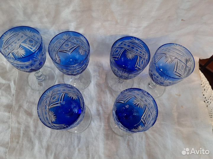 Цветной Хрусталь,фужеры,бакалы чехия 6шт