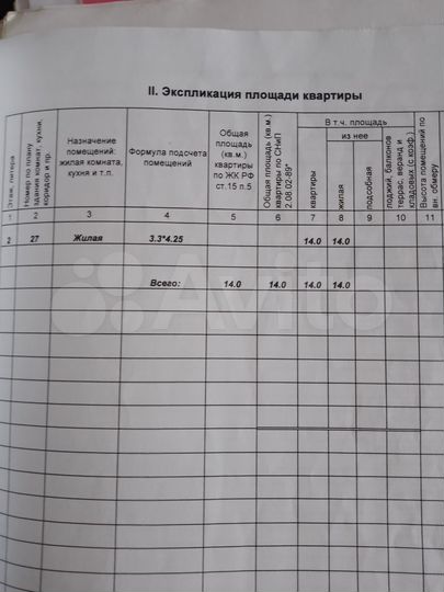 Комната 14 м² в 1-к., 2/2 эт.