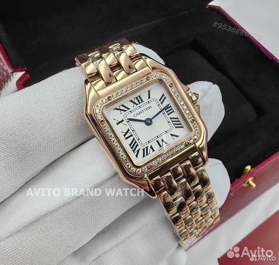 Часы Cartier panthere розовое золото с камнями нов