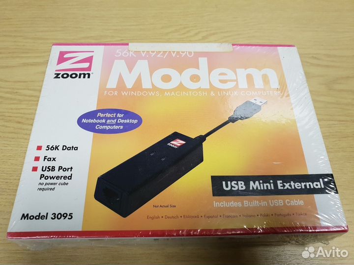 Внешний USB Fax Modem 56K Zoom US Robotics новый