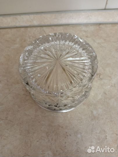 Хрустальная конфетница с мельхиоров ободком СССР