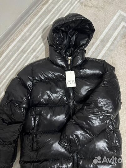 Пуховик zara moncler puffer jacket черный