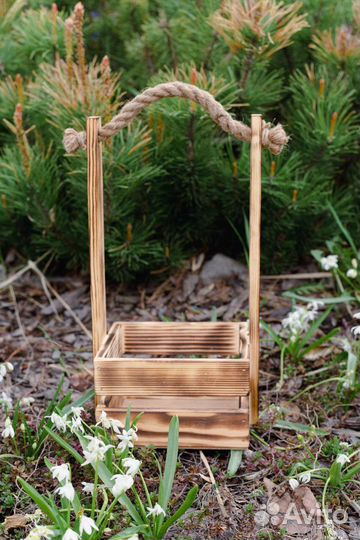 Деревянное декоративное кашпо, корзина