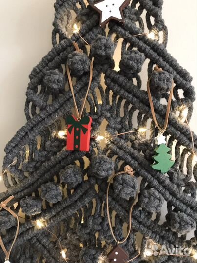 Ель новогодняя ёлка панно макраме декор