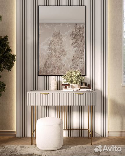 Консоль серая с рифленым фасадом