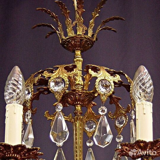 Люстра.Испания.Бронза.Хрусталь.Латунь.Старинная