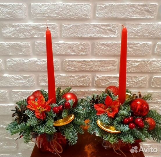 Новогодние композиции из живой ели и сосны