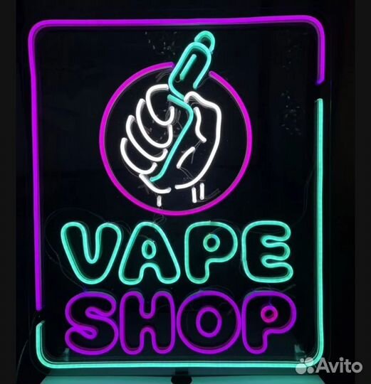 Вывеска неон vape shop