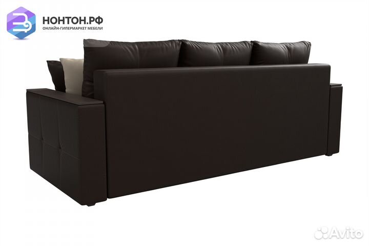 Диван еврокнижка Валенсия экокожа коричневая