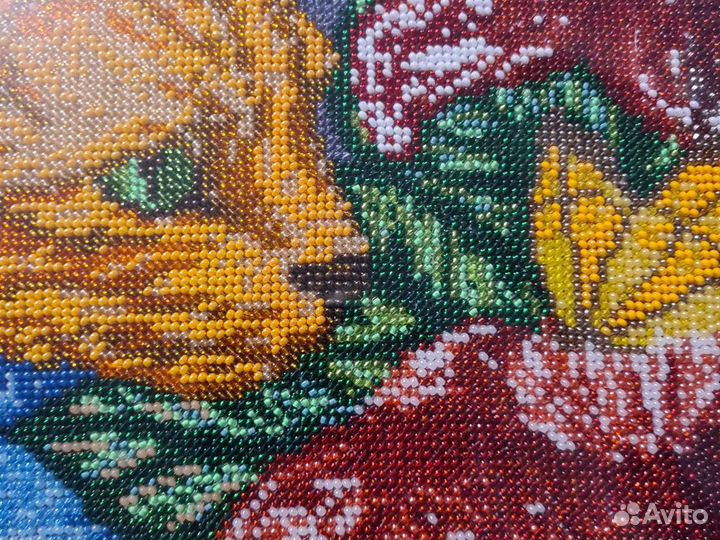 Картина из бисера(ручная работа) рама под стеклом