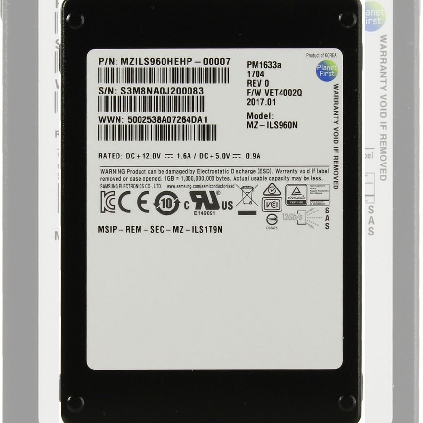 [MZILS960HEHP-00007] Ssd Samsung Pm1633a 960gb Mzils960hehp-00007