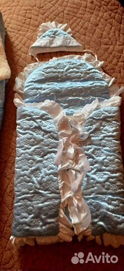 Конверт на выписку + тёплое одеяло с шапочкой