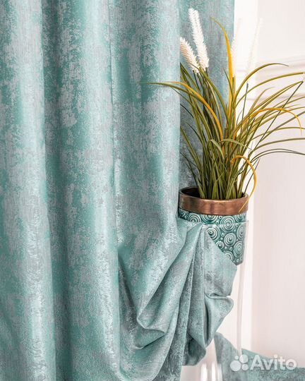Портьеры мрамор Зарина Бирюза шторы