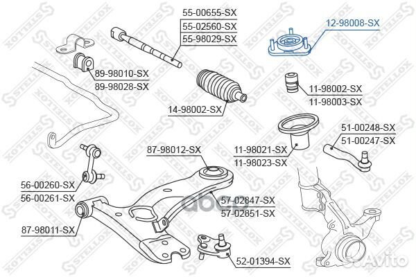 12-98008-SX опора амортизатора переднего Toyot