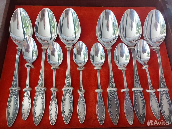 Набор столовых приборов мельхиор СССР Пламя рмз