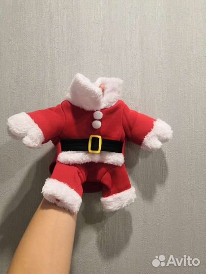 Новогодний костюм санты для маленькой собачки