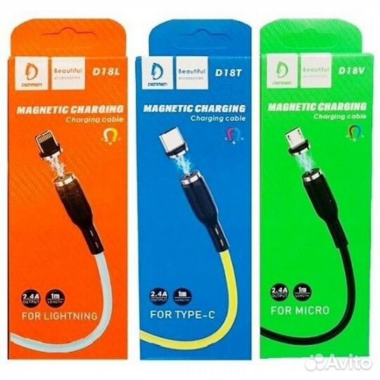 Магнитный кабель Denmen Lightning Type C
