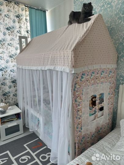 Детская кровать - домик + матрас+ балдахина