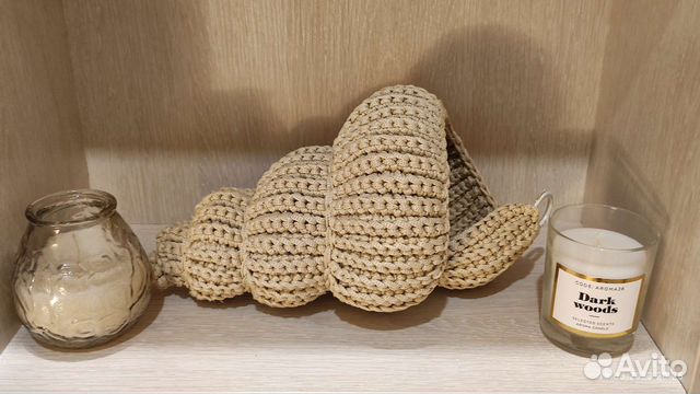 Кашпо вязаное ракушка подвесное