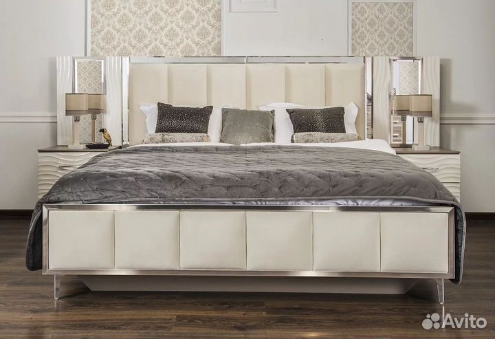 Спальня Гравита 5-ств 1,8 м трюмо белый глянец