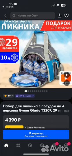 Набор для пикника с посудой на 4 персоны