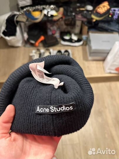 Шапка Acne Studios Black Logo Knit Оригинал