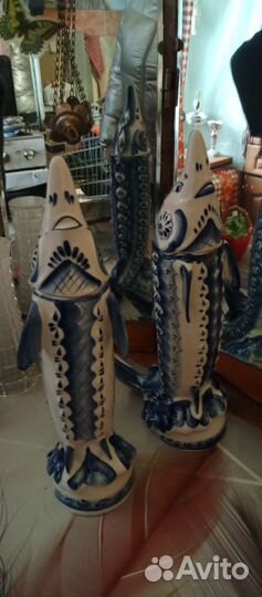 Штоф Гжель 1л (Осётр с наполнением)