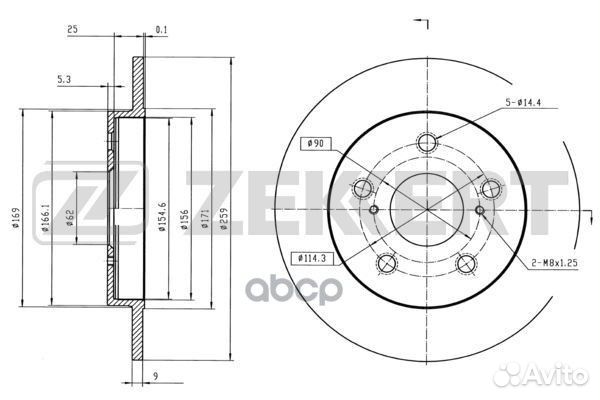 Диск торм. зад. Toyota Auris (E150) 07- Coroll