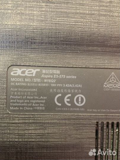 Ноутбук Acer aspire е5-575 series