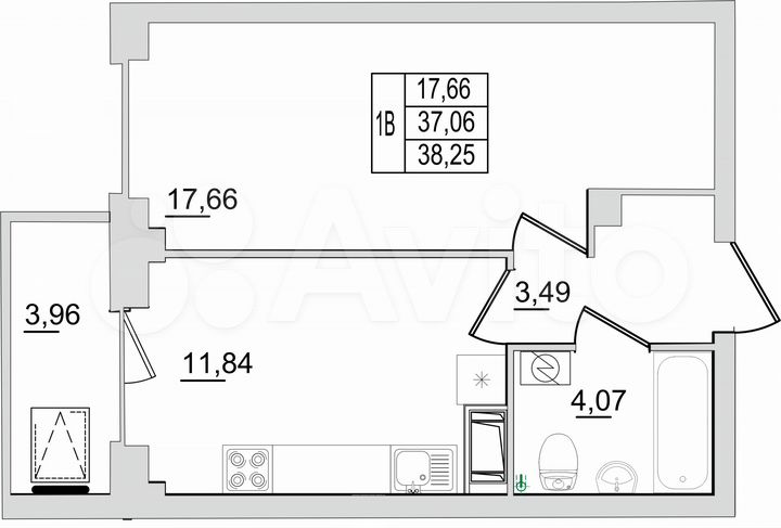1-к. квартира, 38,3 м², 11/13 эт.