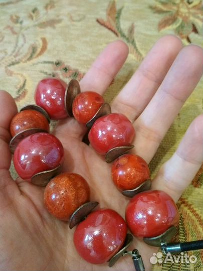 Колье бусы коралловые