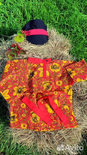 Косовортка, русская народная рубашка и картуз,новы