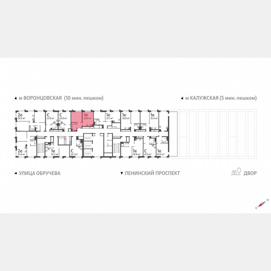 1-к. квартира, 38 м², 36/58 эт.