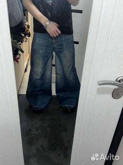 Джинсы реп широкие кастом апсайкл