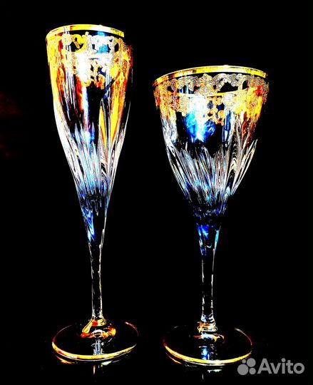 Хрустальные бокалы 24 К позолотой