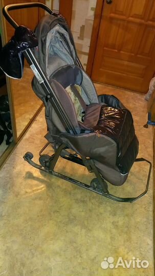 Детские санки коляска с колесами