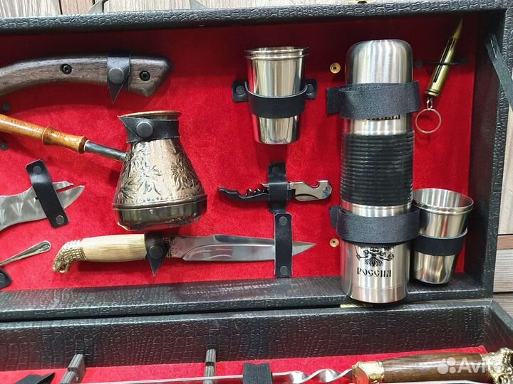 Шашлычный набор с латунными шампурами