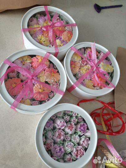 Зефирные цветы в коробке