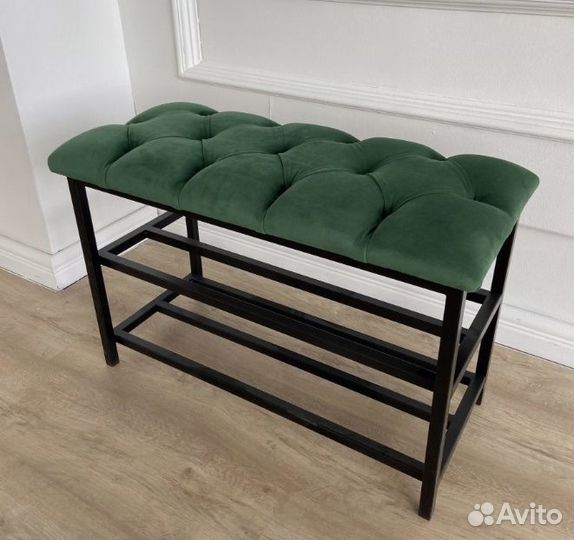 Обувница банкетка железная с мягким сиденьем