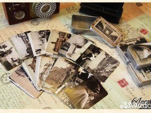 Набор мини-открыток 64 шт в жестяной коробочке