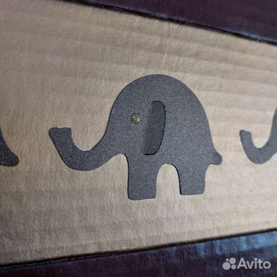 Пано картина 7 слонов счастья на золотом фоне