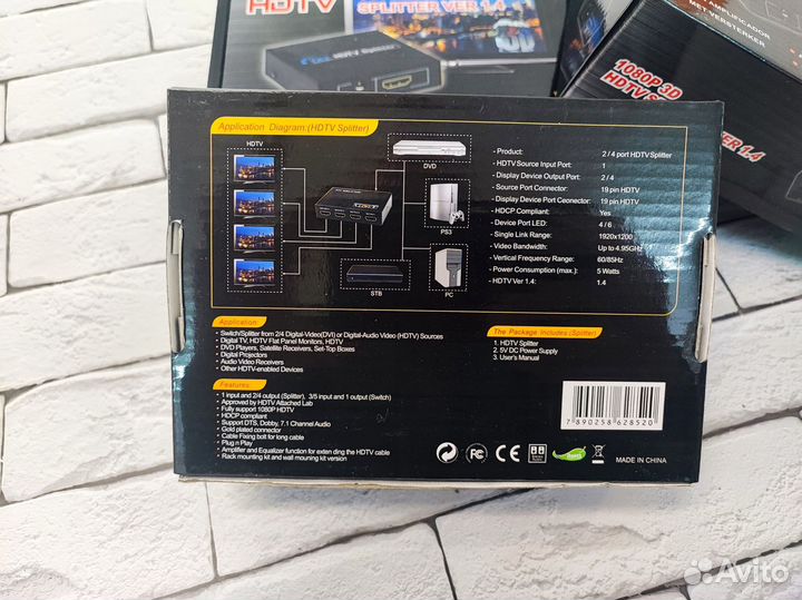 Сплиттер 1hdmi*4hdmi (1080P, hdmi ver 1.4)