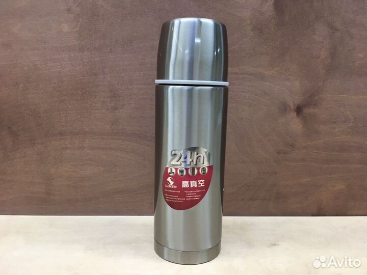 Термос 1 л из нержавейки с двумя чашками