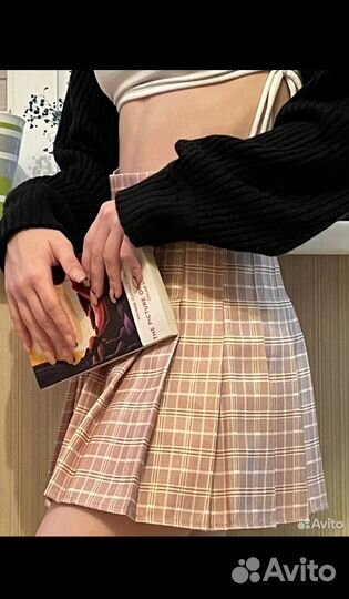 Теннисная юбка с шортиками в клетку