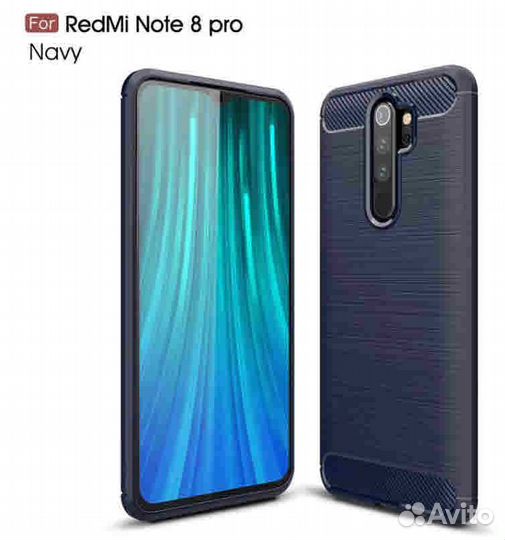 Чехол для Redmi Note 8 (синий графит и карбон)